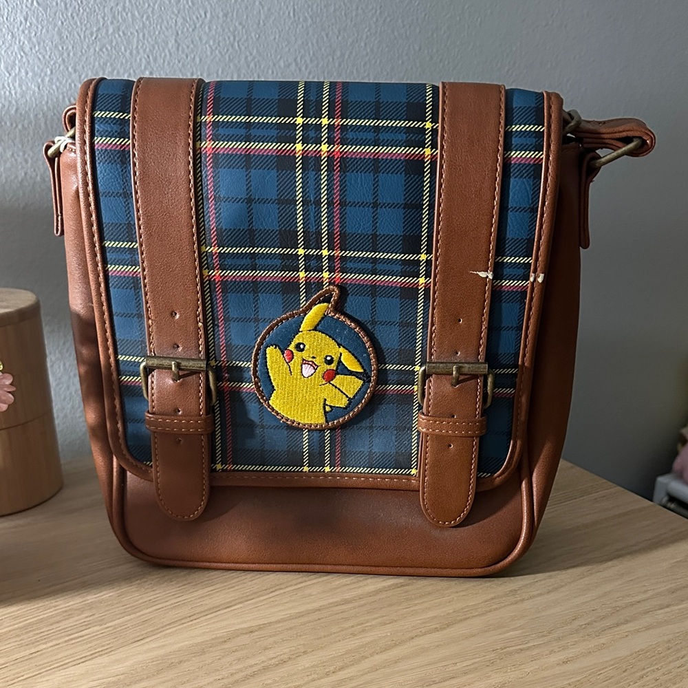 Loungefly Pokemon Messenger Bag- Plaid and Brown